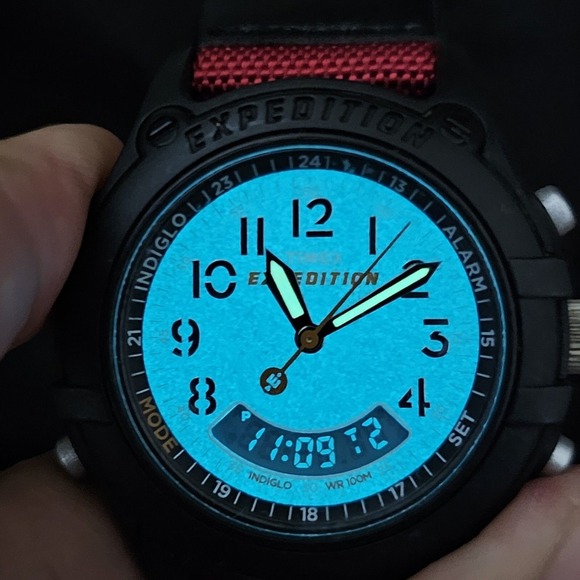 Timex Expedition Analog Digital Men's Watch 40MM NEW Red Nylon Bands NEW Battery - Picture 10 of 16